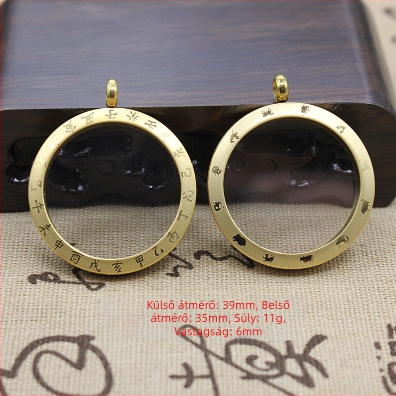 Védőtokkal ellátott acél medál, Új kínai stílus, kivitelezés: elektroplakálás és öntés, réz művészeti technika