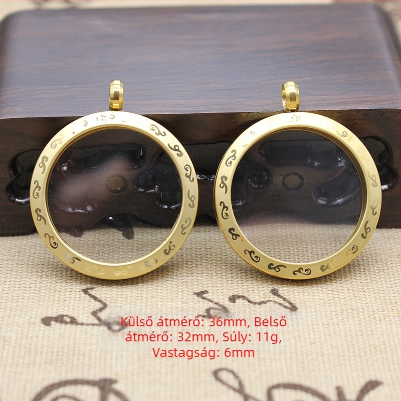 Védőtokkal ellátott acél medál, Új kínai stílus, kivitelezés: elektroplakálás és öntés, réz művészeti technika