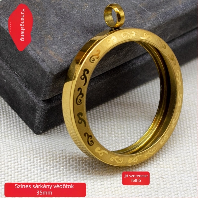 Védőtokkal ellátott acél medál, Új kínai stílus, kivitelezés: elektroplakálás és öntés, réz művészeti technika