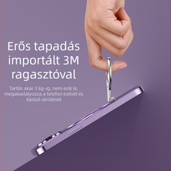 Ultra vékony gyűrűs telefon-tartó, fém – cinkötvözetből, összecsukható és forgatható állvány erős ragasztóval
