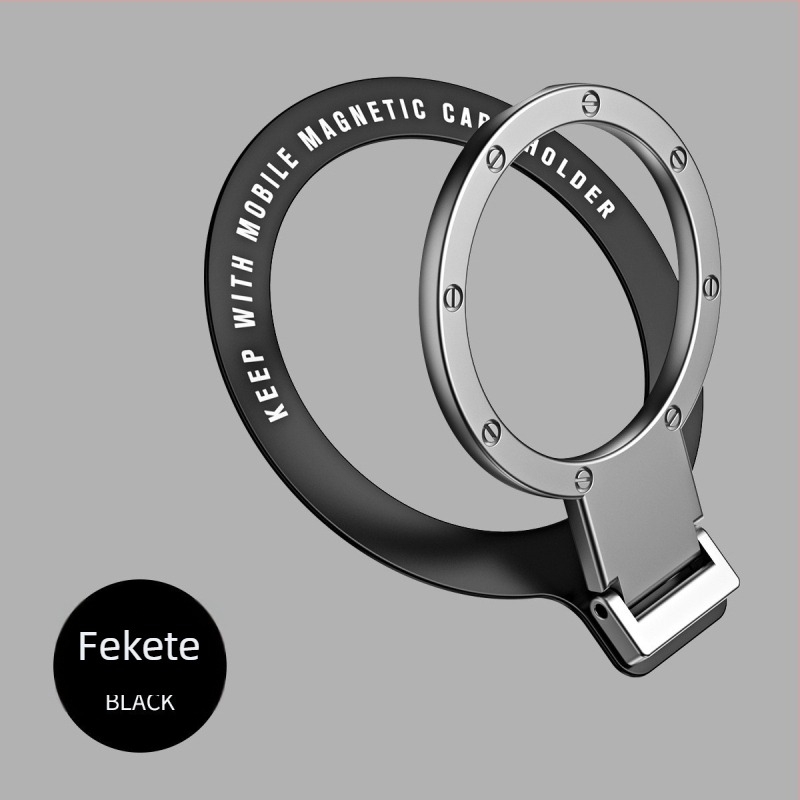 Ultra vékony gyűrűs telefon-tartó, fém – cinkötvözetből, összecsukható és forgatható állvány erős ragasztóval