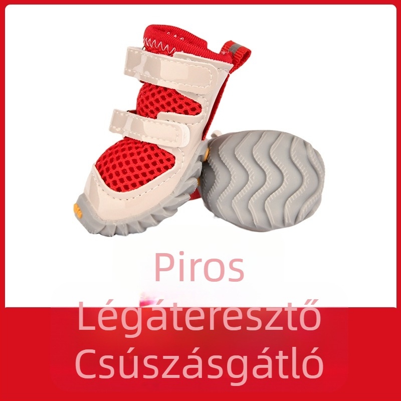 Minden évszakos kutyacipő dupla pánttal és hálós felsőrésszel, légáteresztő, könnyen felvehető kis testű kutyáknak, csúszásmentes, sokoldalú bakancs
