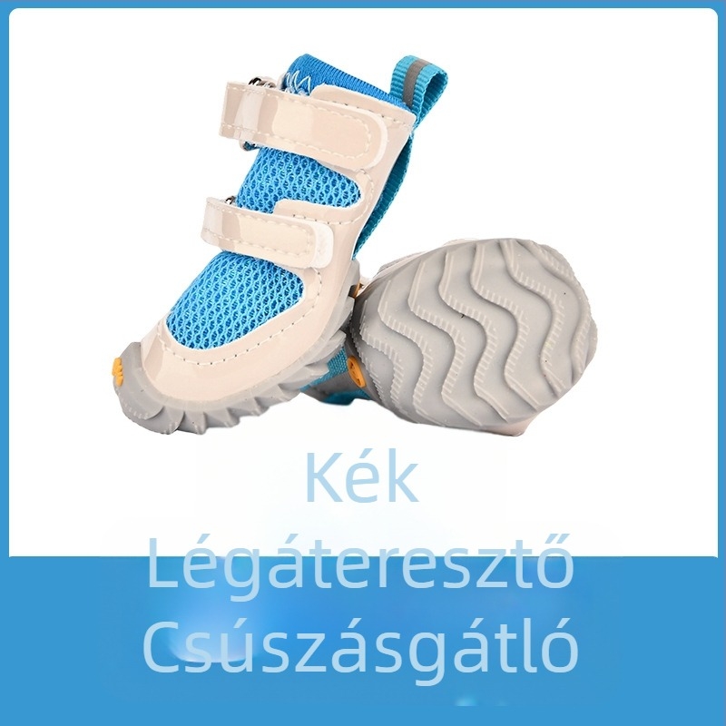 Minden évszakos kutyacipő dupla pánttal és hálós felsőrésszel, légáteresztő, könnyen felvehető kis testű kutyáknak, csúszásmentes, sokoldalú bakancs