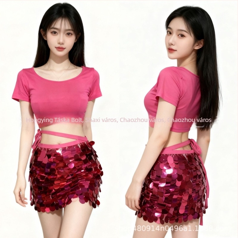 Női Belly Dance jelmez – gyöngyös hímzés és pailettes, Modal anyag, Modal 50–70%, Spandex 50–70%