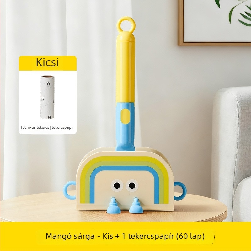 Hosszú nyelű szöszmentesítő görgő, cserélhető tekercsekkel, otthoni használatra, rendkívül tapadó ragasztóval a por és a szösz eltávolítására ágyból és pulóverekből