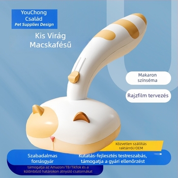 Állatgondozó fésű macskák és kutyák számára, rozsdamentes acél tüskék, ABS test és TPE fogantyú, eltávolítja a laza szőrt és gyengéd masszázst nyújt