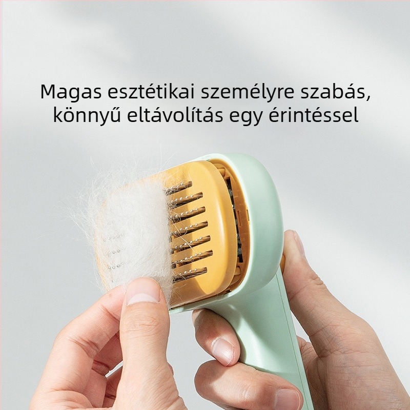 Állatgondozó fésű macskák és kutyák számára, rozsdamentes acél tüskék, ABS test és TPE fogantyú, eltávolítja a laza szőrt és gyengéd masszázst nyújt