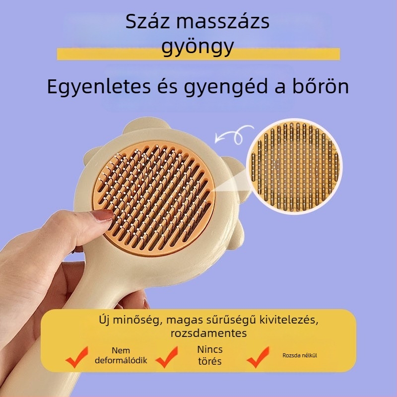Macska és kutya szőr eltávolító fésű — egy kattintásos szőrtelenítés, masszázs eszköz, PP anyag, Awesome márka