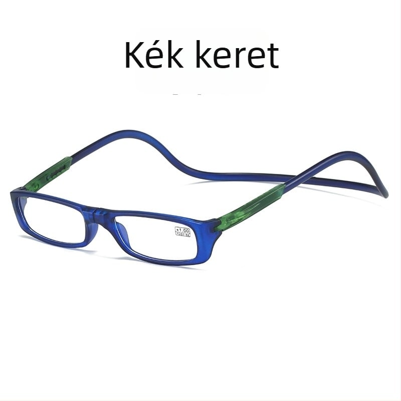 Mágneses összecsukható olvasószemüveg, Modell 040, PC keret, Gyanta lencsék, Teljes keret, időseknek