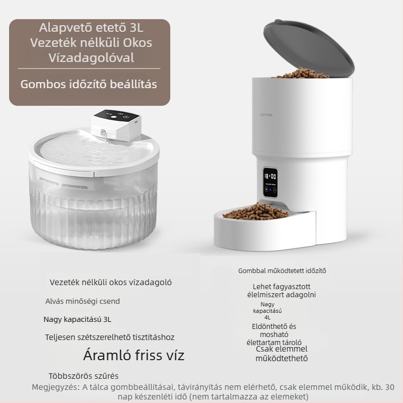 Okos automata etető macskáknak és kutyáknak, app vezérléssel, időzített adagok, kamera, levehető kivitel