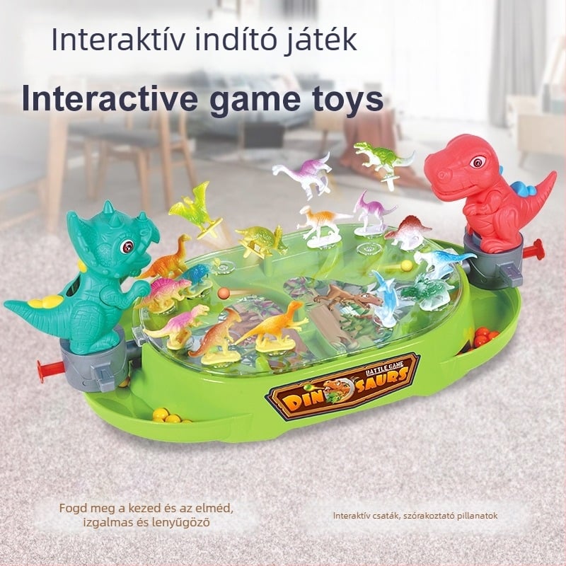 Asztali játék két játékos számára: dinoszaurusz harci játék golyókilövő mechanizmus — műanyagból, 4–14 éveseknek, interaktív oktatási játék