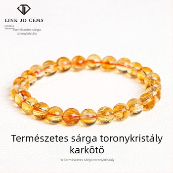 Női sárga citrin kristály karkötő, geometriai kialakítás, tiszta átlátszó kristály