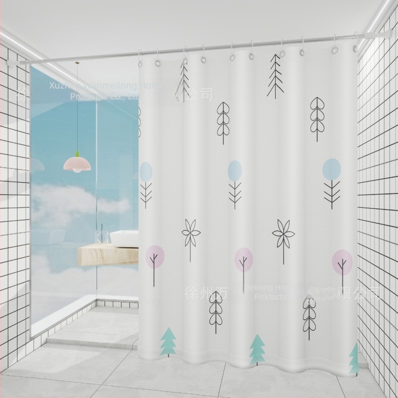 Poliészter zuhanyfüggöny fürdőszobához, vastagított, vízálló és penészálló, rajzfilm mintás etnikus stílusban, testreszabható