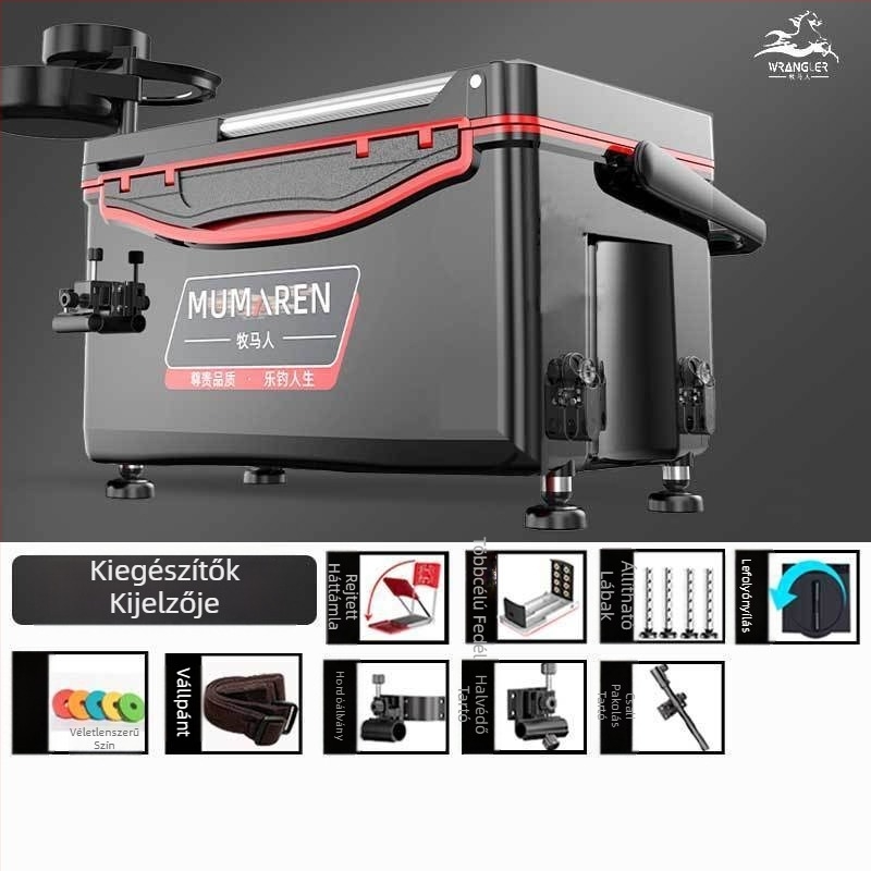 Wrangler horgászdoboz, teljes készlet, kapacitás 25–32 L, könnyű, műanyag, szigetelt