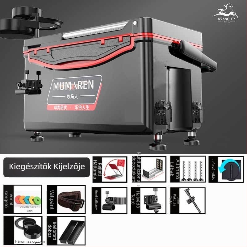 Wrangler horgászdoboz, teljes készlet, kapacitás 25–32 L, könnyű, műanyag, szigetelt