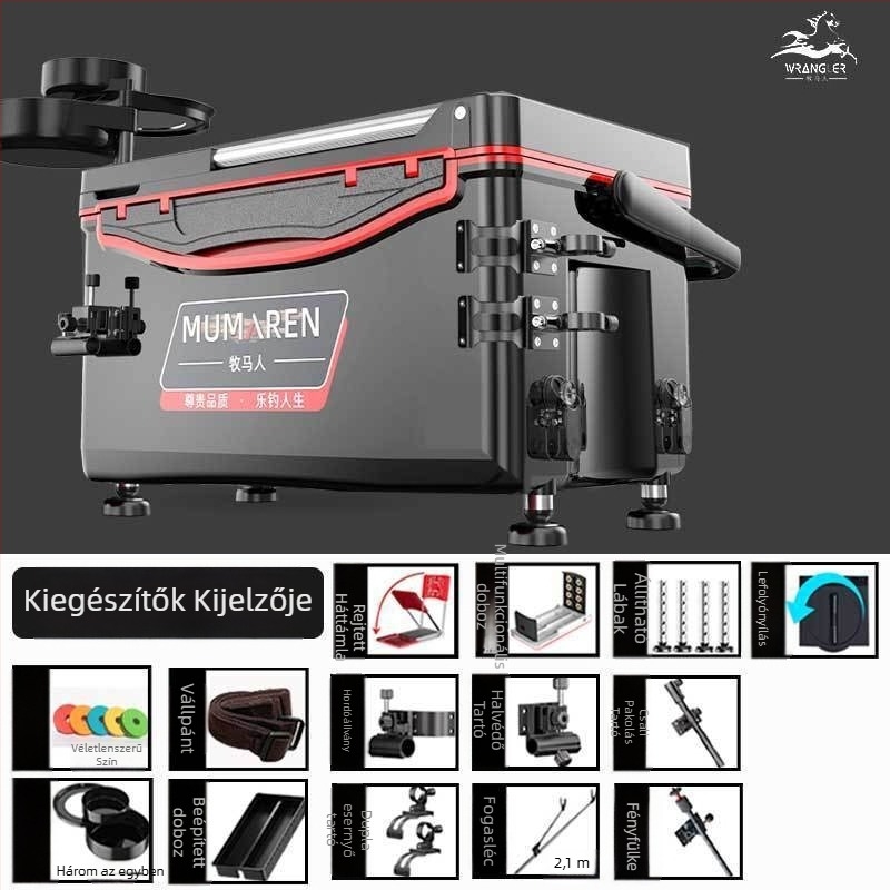 Wrangler horgászdoboz, teljes készlet, kapacitás 25–32 L, könnyű, műanyag, szigetelt