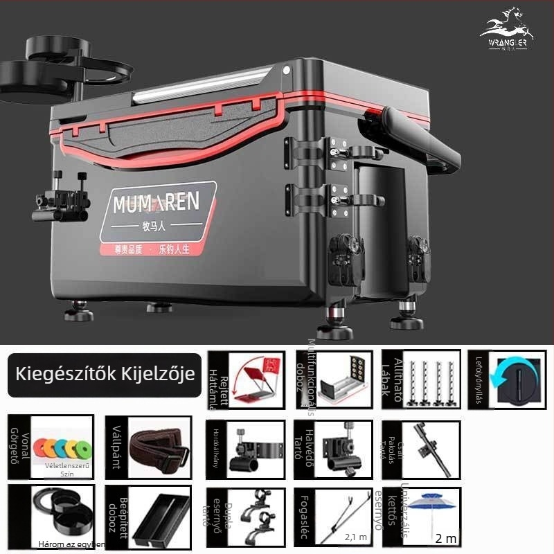 Wrangler horgászdoboz, teljes készlet, kapacitás 25–32 L, könnyű, műanyag, szigetelt