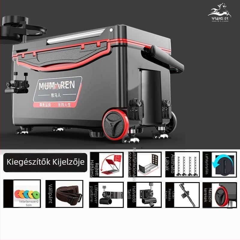 Wrangler horgászdoboz, teljes készlet, kapacitás 25–32 L, könnyű, műanyag, szigetelt