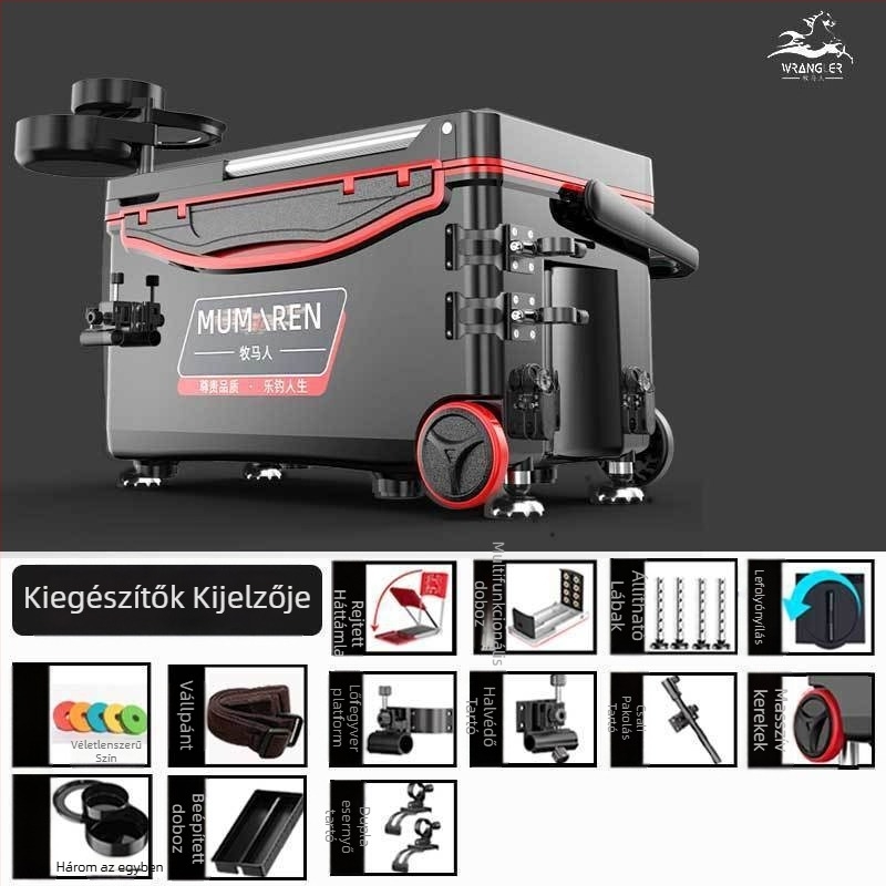 Wrangler horgászdoboz, teljes készlet, kapacitás 25–32 L, könnyű, műanyag, szigetelt