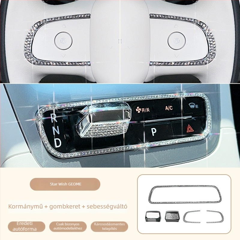 Geely Star Wish Rhinestone Alloy Gear Shift Interior Sticker — Krómfém, Magna Márka, 26. gen Geely Star Wish Modell
