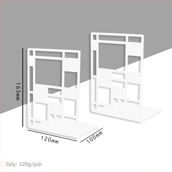 Fém könyvállvány és irodai készlet, modell xj-3652, márka Hundred Chop; pár tömege 708 g; belső doboz mérete 260x150x150 mm