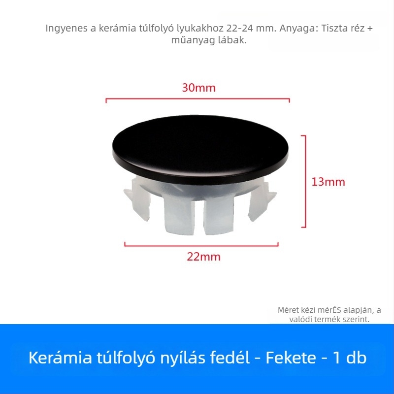 Mosdókagyló túlfolyó dugója (réz+műanyag, nyomó típusú, modell XP-T3)