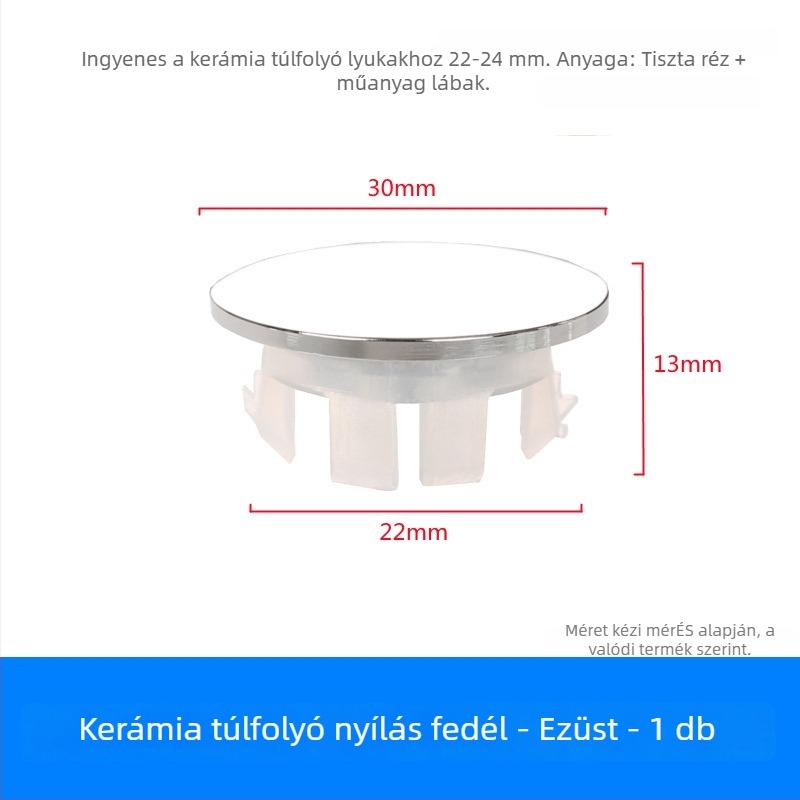 Mosdókagyló túlfolyó dugója (réz+műanyag, nyomó típusú, modell XP-T3)