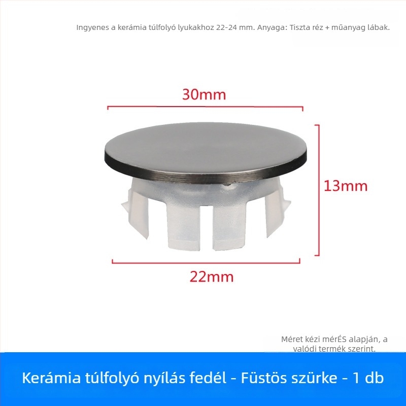 Mosdókagyló túlfolyó dugója (réz+műanyag, nyomó típusú, modell XP-T3)