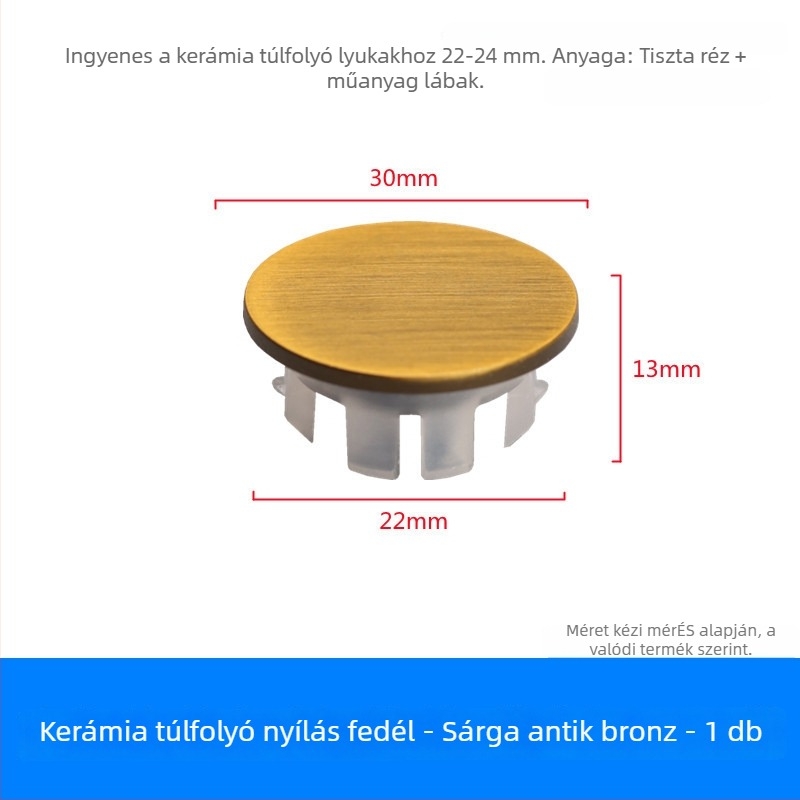 Mosdókagyló túlfolyó dugója (réz+műanyag, nyomó típusú, modell XP-T3)