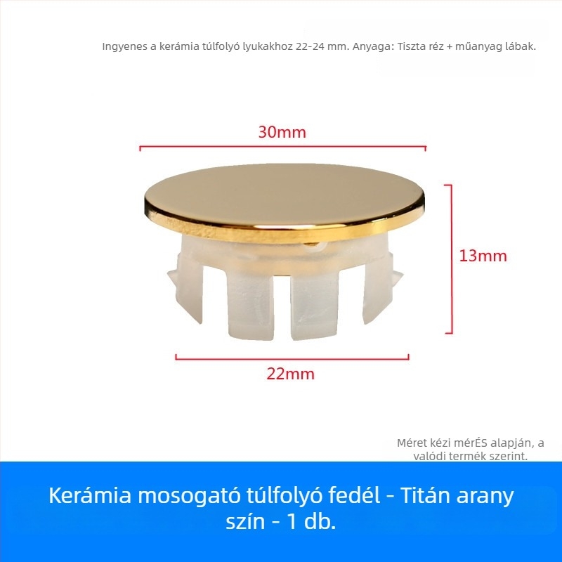 Mosdókagyló túlfolyó dugója (réz+műanyag, nyomó típusú, modell XP-T3)