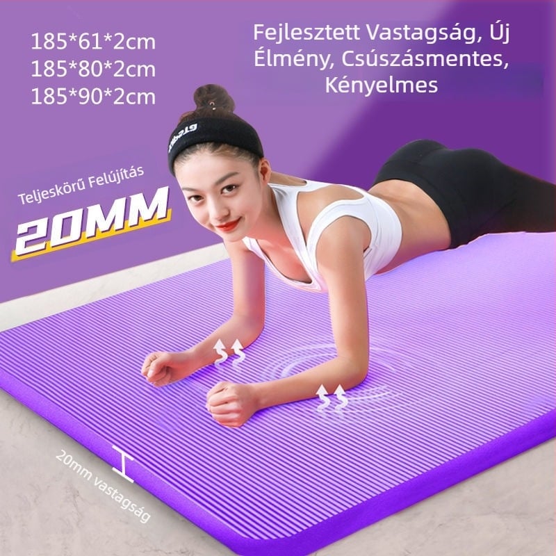 Jógaszőnyeg, 1,8 cm vastag, csúszásmentes felület, kezdőbarát, otthoni használatra; alkalmas jóga, edzés, tánc