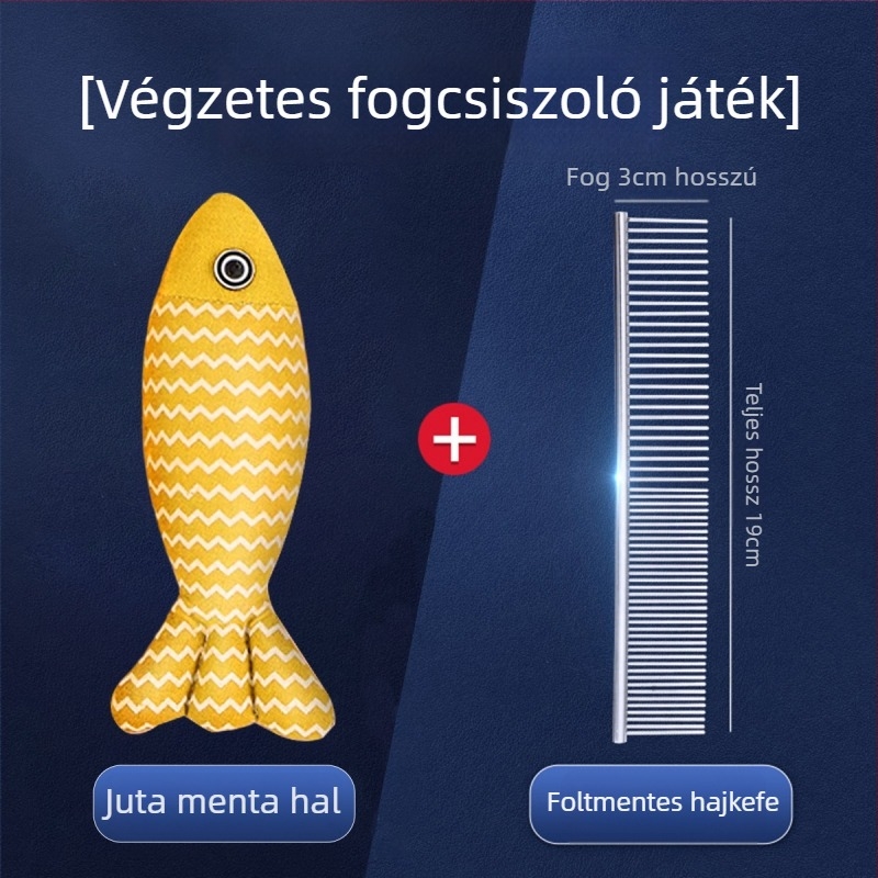 Háziállat-gondozó fésű hosszú szőrű macskáknak és kutyáknak, acél, finom fogak
