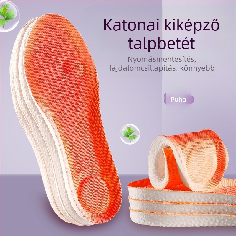 Memóriás habból készült talpbetét lassú rebound-dal, légáteresztő, nedvességelnyelő, szagtalan, könnyű és kényelmes, magasságnövelő vastag dizájn.