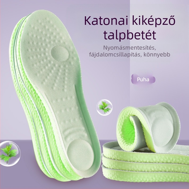 Memóriás habból készült talpbetét lassú rebound-dal, légáteresztő, nedvességelnyelő, szagtalan, könnyű és kényelmes, magasságnövelő vastag dizájn.