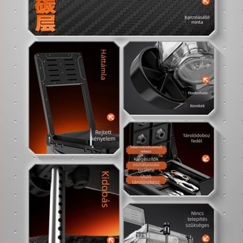 Ultra könnyű horgász doboz készlet, PP anyagból, többször funkciójú ülő doboz, állítható lábplatform és kerekek