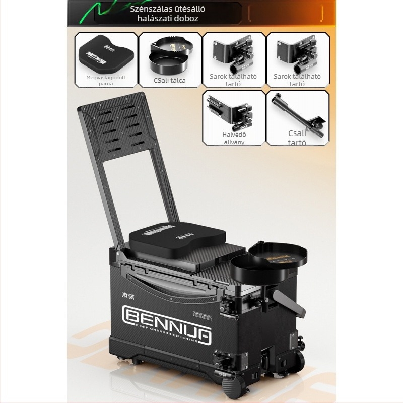 Ultra könnyű horgász doboz készlet, PP anyagból, többször funkciójú ülő doboz, állítható lábplatform és kerekek