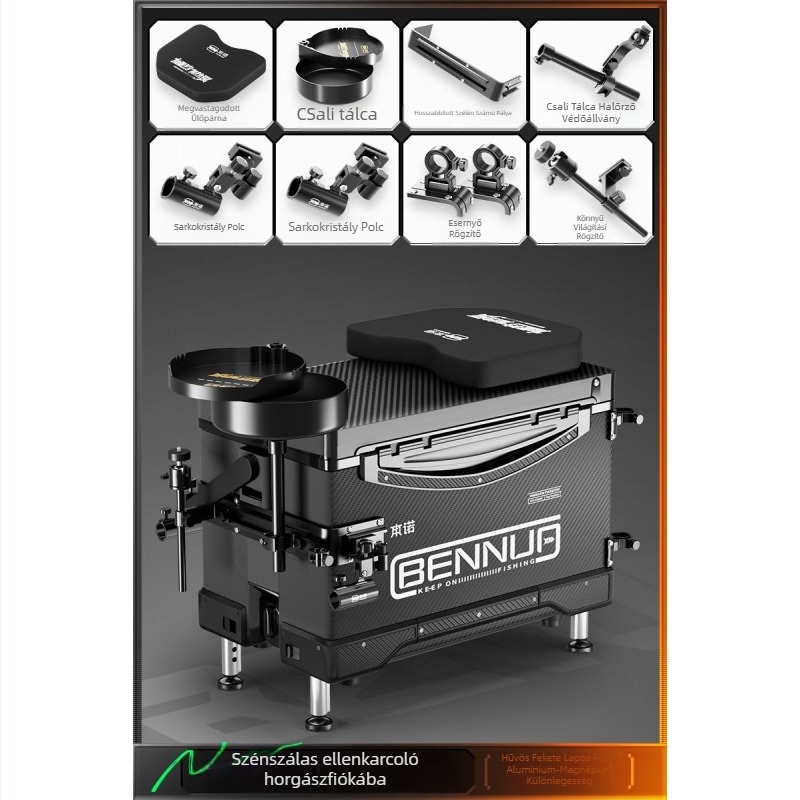 Ultra könnyű horgász doboz készlet, PP anyagból, többször funkciójú ülő doboz, állítható lábplatform és kerekek