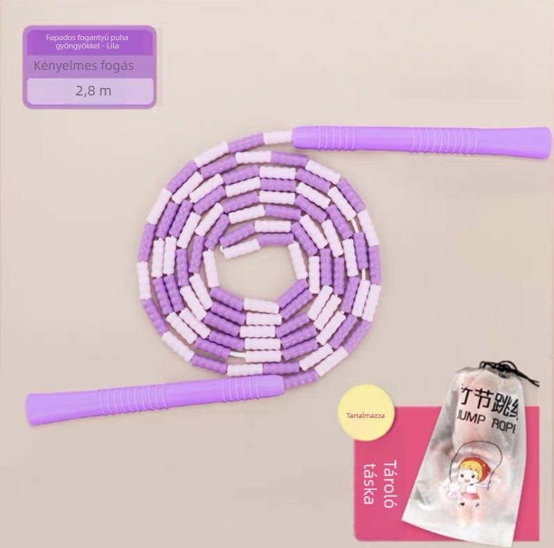 Gyerekeknek készült PU anyagú gyöngyös ugrókötél, állítható gyöngyös mintázat, 2.8