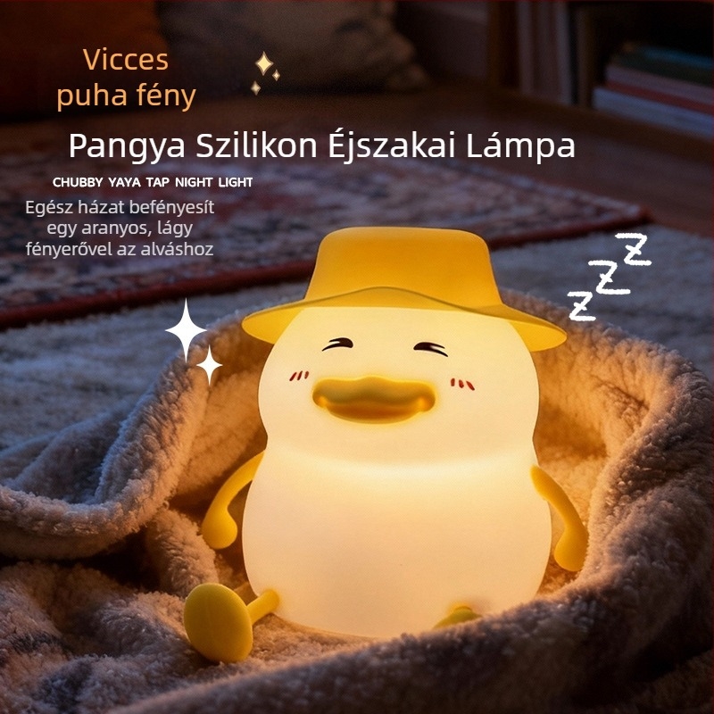 Kis éjjeli lámpa íróasztalhoz, állat alakú rajzfilmszerű design, szilikon árnyékoló, beépített akkumulátor, lépcsőzetes fényerő-szabályozás, időzítő