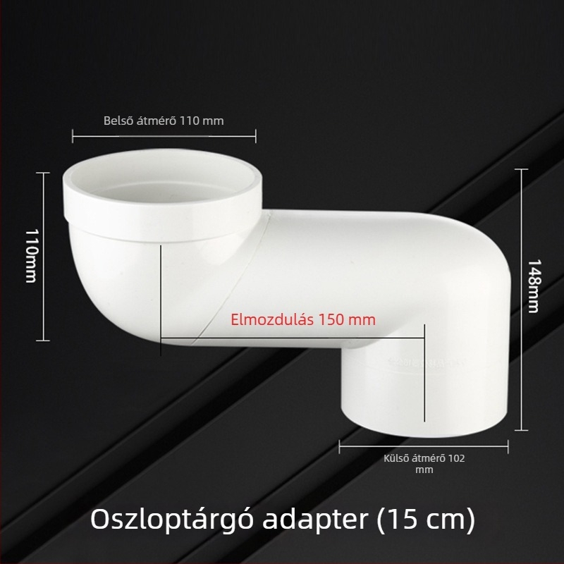 PVC WC csőcsatlakozó – állítható eltolású, hajlító csatlakozó a vécé eltolásához, falvastagság 3 mm