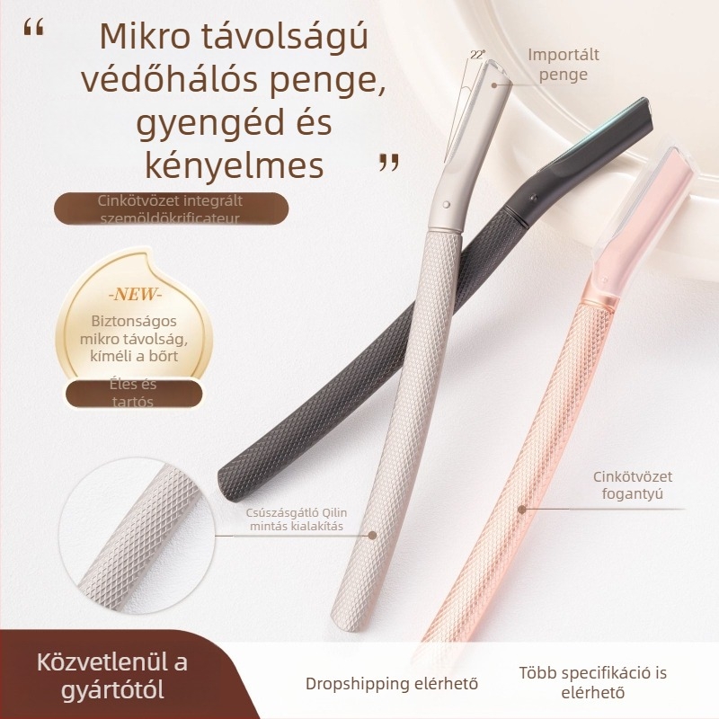 Cinkötvözetből készült szemöldök-trimmer uniszex, magas minőségű biztonságos precíziós borotva, cserélhető pengékkel