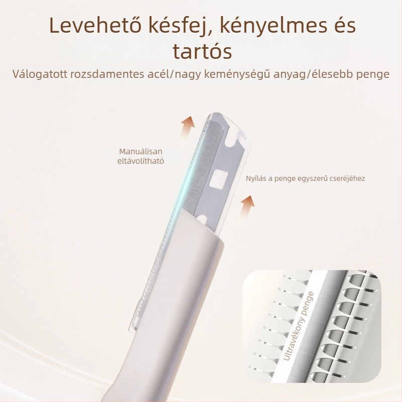 Cinkötvözetből készült szemöldök-trimmer uniszex, magas minőségű biztonságos precíziós borotva, cserélhető pengékkel