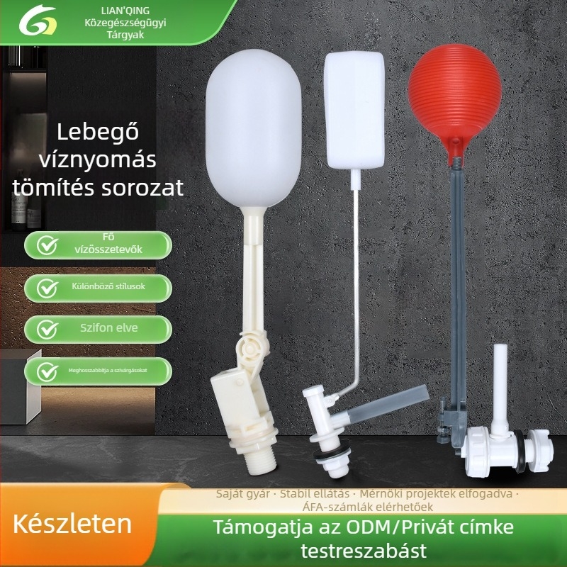 WC tartály vízbetöltő szelep — műanyag; vízbetöltő szelep sorozat; gombos működtetés; OEM gyártás; modern minimalista stílus