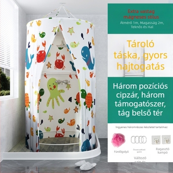 Kör alakú zuhanyzó sátor fürdőhöz, poliészter, modern stílus, japán rajzfilm minta, logó testreszabható