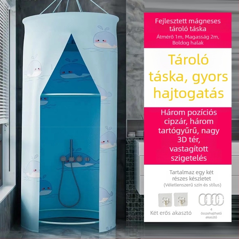 Kör alakú zuhanyzó sátor fürdőhöz, poliészter, modern stílus, japán rajzfilm minta, logó testreszabható