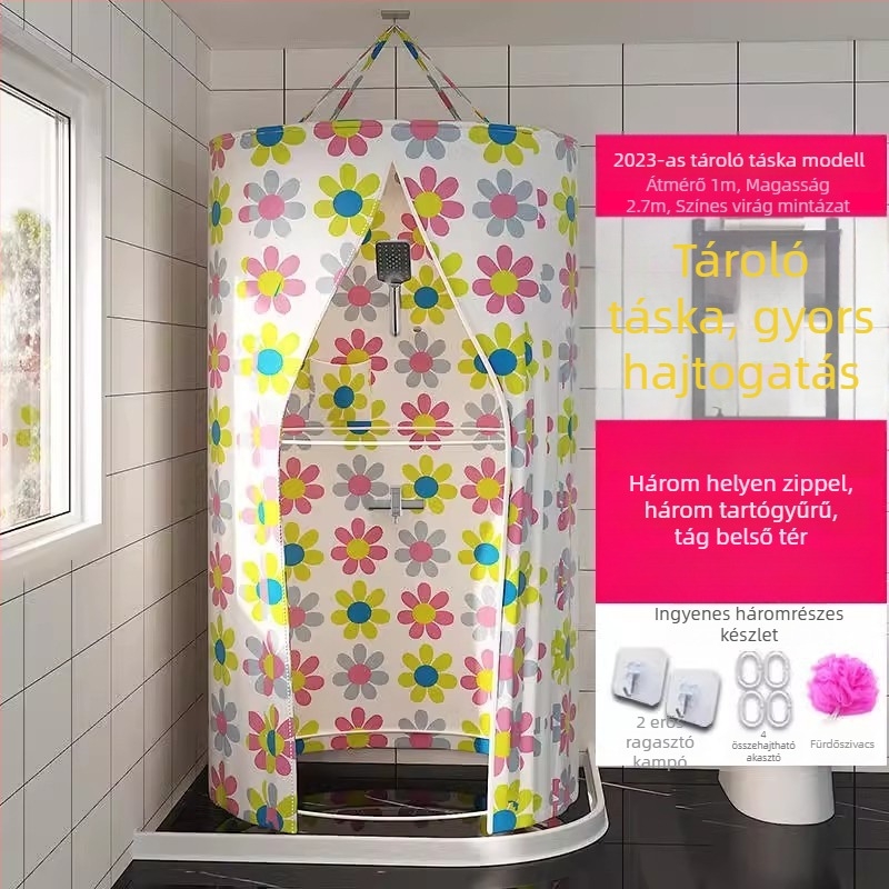 Kör alakú zuhanyzó sátor fürdőhöz, poliészter, modern stílus, japán rajzfilm minta, logó testreszabható