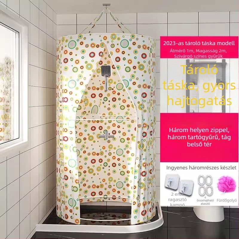 Kör alakú zuhanyzó sátor fürdőhöz, poliészter, modern stílus, japán rajzfilm minta, logó testreszabható