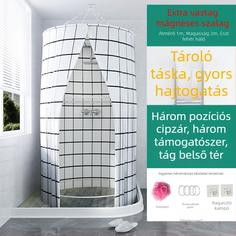 Kör alakú zuhanyzó sátor fürdőhöz, poliészter, modern stílus, japán rajzfilm minta, logó testreszabható