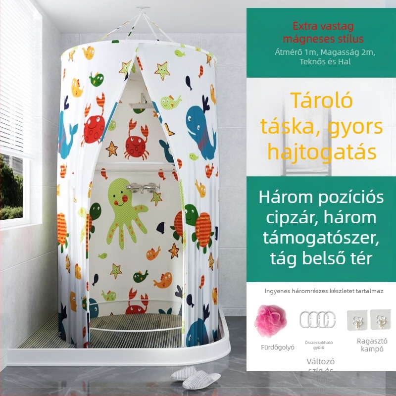Kör alakú zuhanyzó sátor fürdőhöz, poliészter, modern stílus, japán rajzfilm minta, logó testreszabható