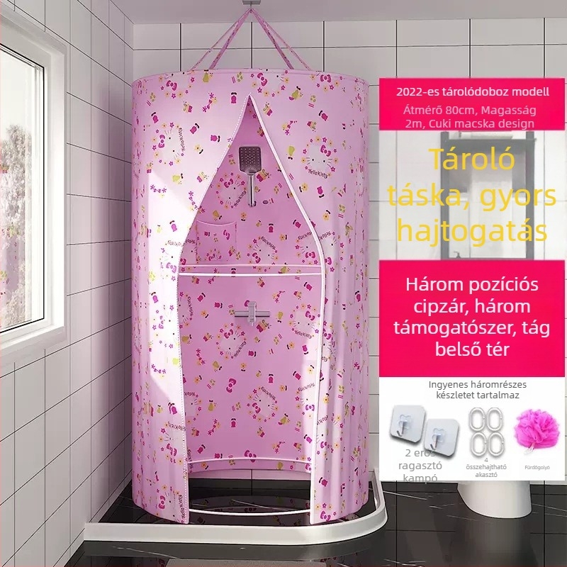 Kör alakú zuhanyzó sátor fürdőhöz, poliészter, modern stílus, japán rajzfilm minta, logó testreszabható